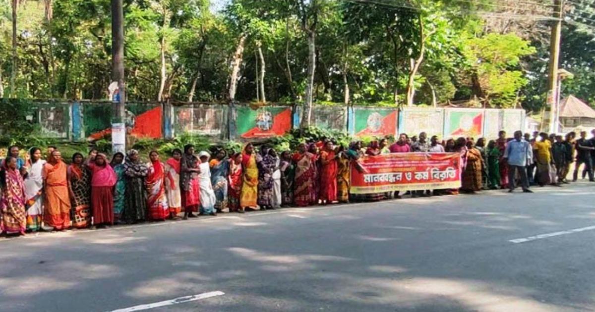 বকেয়া বেতনের দাবিতে সিলেটে আন্দোলনে শ্রমিকেরা, চা উৎপাদনে ধস